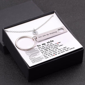 Heart Necklace & Keychain Gift Set - To My Wife - I Found My Missing Code - Gnc15008