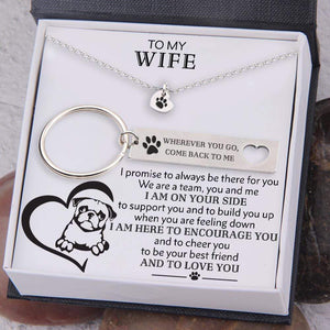 Heart Necklace & Keychain Gift Set - To My Wife - I Promise To Always Be There For You - Gnc15012