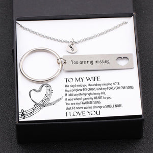 Heart Necklace & Keychain Gift Set - To My Wife - You Are My Missing Note - Gnc15010