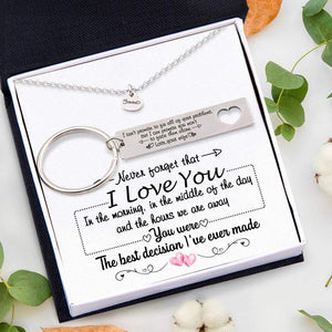 Heart Necklace & Keychain Gift Set - To My Wife - You Were The Best Decision I've Ever Made - Gnc15014