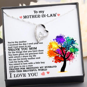 Heart Necklace - To My Mother-In-Law - Thanks For Bringing My Husband Into This World - Gnr19004