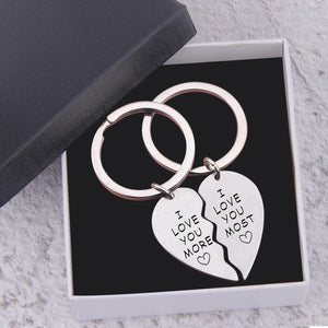 Heart Puzzle Keychain - I Love You More - I Love You Most - Gkf26001