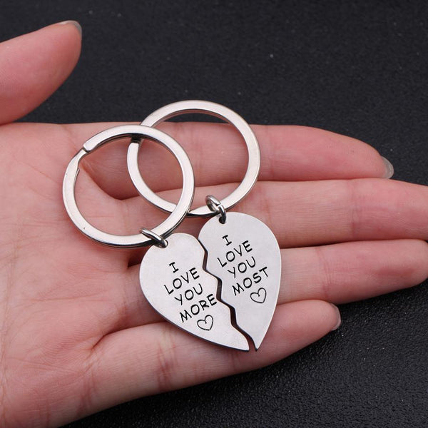 Heart Puzzle Keychain - I Love You More - I Love You Most