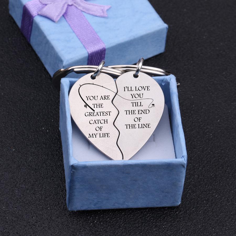 Wrapsify Heart Puzzle Keychain - You Are The Greatest Catch of My Life - I'll Love You Till The End of The Line - Gkf14005 Buy with Handmade Gift Box +