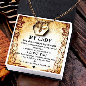 Hexagon Bee Hive Necklace - Roman - My Lady - I Love You - Gnzr13002