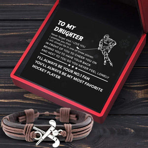 Hockey Leather Bracelet - Hockey - To My Daughter - I'll Always Be Your No.1 Fan - Gbzm17001
