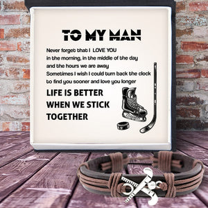 Hockey Leather Bracelet - Hockey - To My Man - Life Is Better When We Stick Together - Gbzm26002