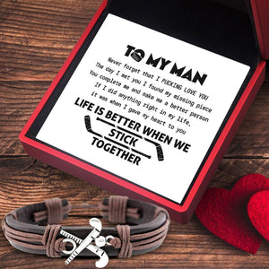 Hockey Leather Bracelet - Hockey - To My Man - Never Forget That I Pucking Love You - Gbzm26003