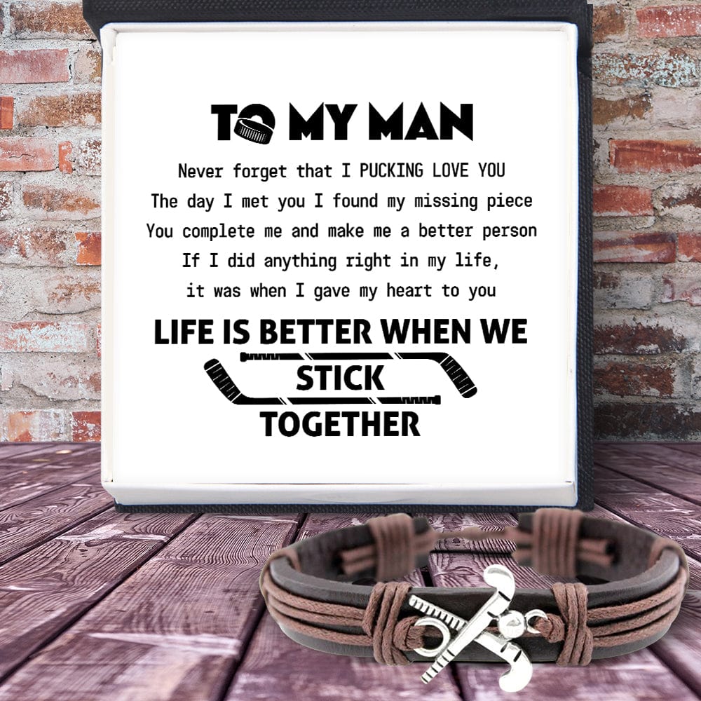 Hockey Leather Bracelet - Hockey - To My Man - Never Forget That I Pucking Love You - Gbzm26003