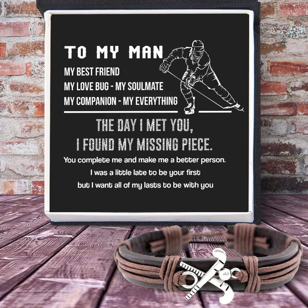 Hockey Leather Bracelet - Hockey - To My Man - The Day I Met You, I Found My Missing Piece - Gbzm26001