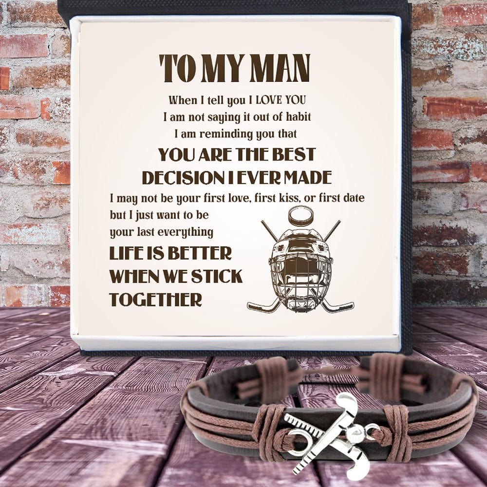 Hockey Leather Bracelet - Hockey - To My Man - You Are The Best Decision I Ever Best - Gbzm26004