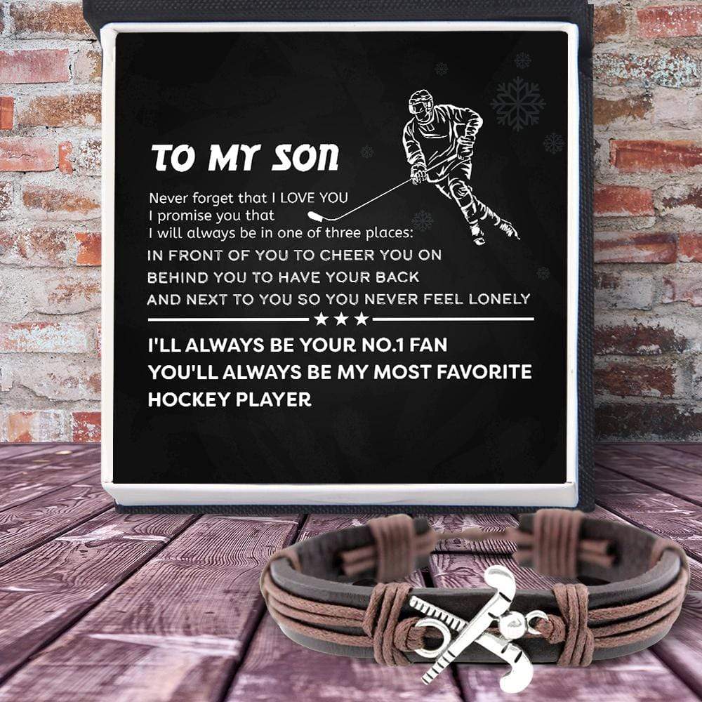 Hockey Leather Bracelet - Hockey - To My Son - I'll Always Be Your No.1 Fan - Gbzm16001