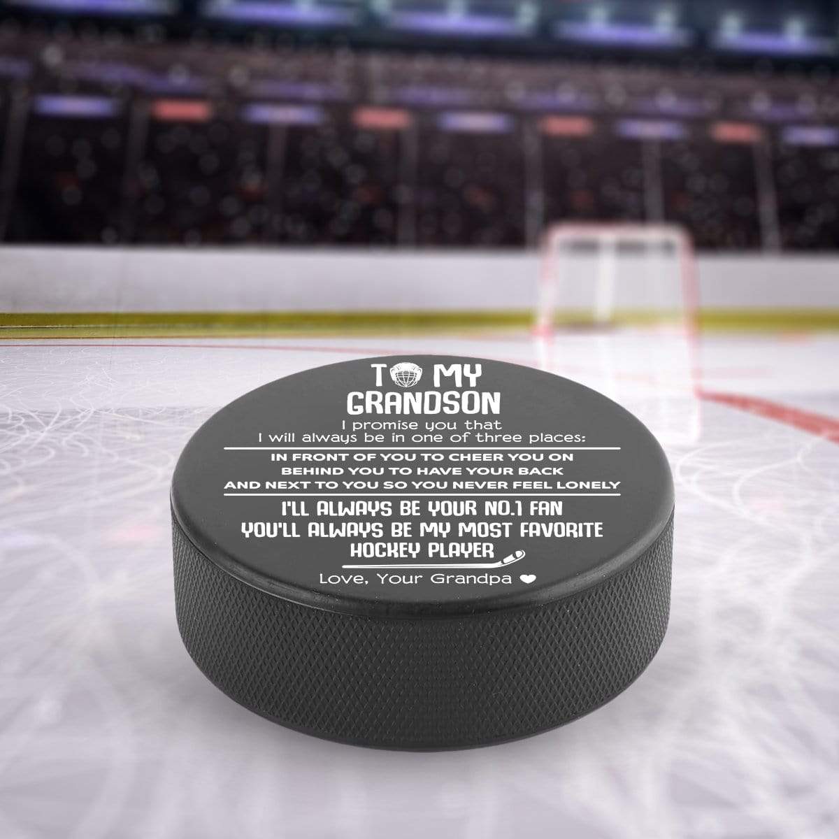 Hockey Puck - Hockey - To My Grandson - From Grandpa - My Most Favorite Hockey Player - Gai22005