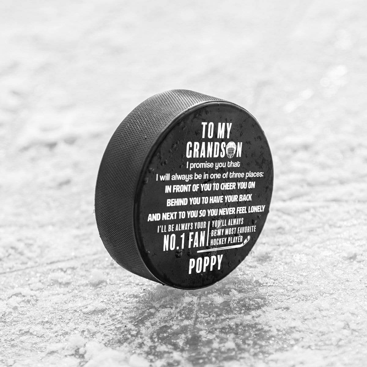 Hockey Puck - Hockey - To My Grandson - My Most Favorite Hockey Player - Gai22001