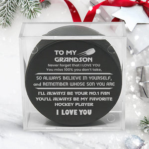 Hockey Puck - Hockey - To My Grandson - My Most Favorite Hockey Player - Gai22006