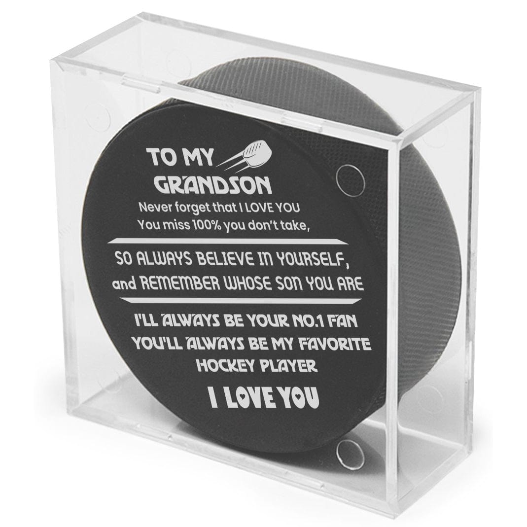 Hockey Puck - Hockey - To My Grandson - My Most Favorite Hockey Player - Gai22006