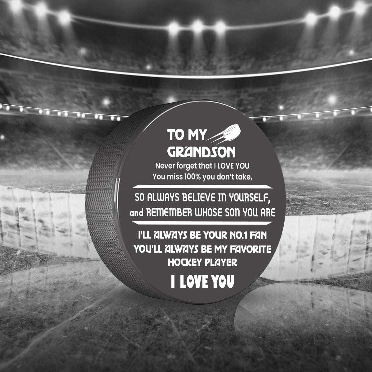 Hockey Puck - Hockey - To My Grandson - My Most Favorite Hockey Player - Gai22006