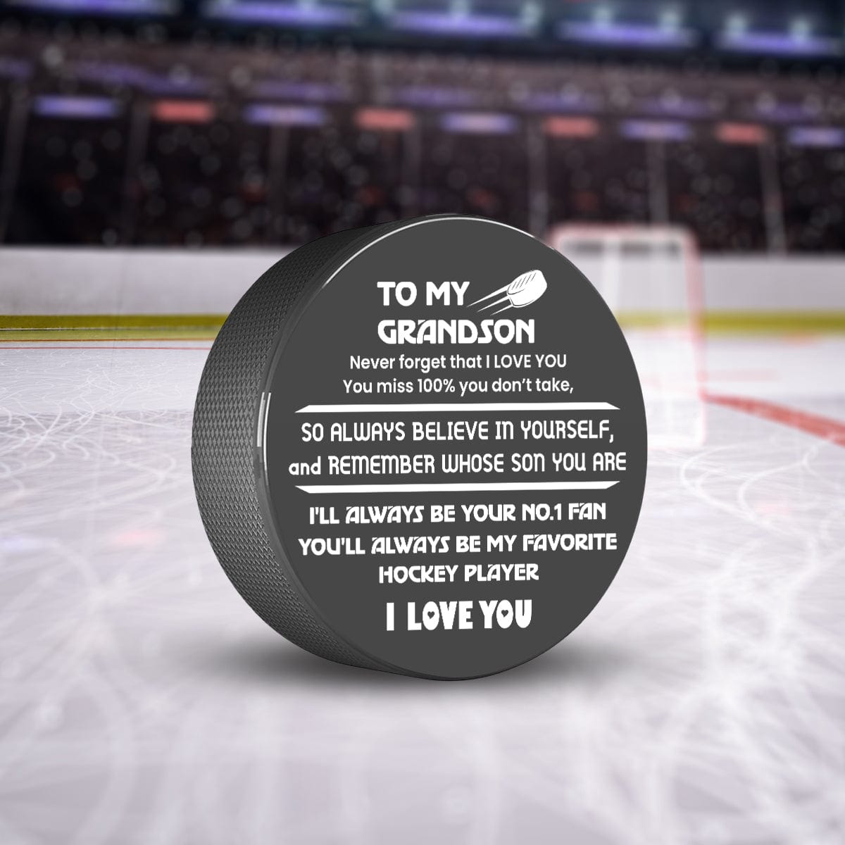 Hockey Puck - Hockey - To My Grandson - My Most Favorite Hockey Player - Gai22006