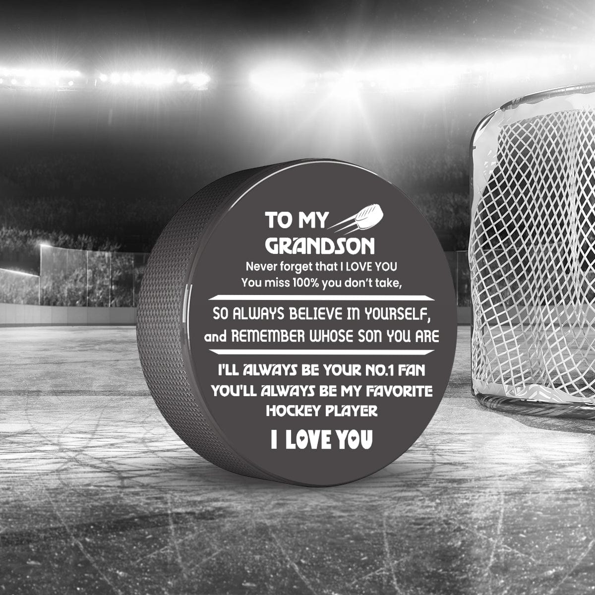 Hockey Puck - Hockey - To My Grandson - My Most Favorite Hockey Player - Gai22006