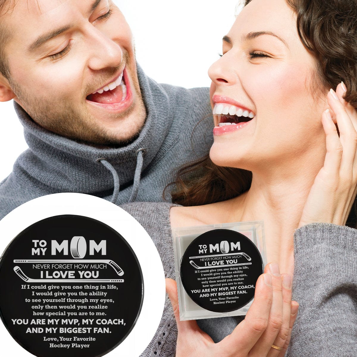 Hockey Puck - Hockey - To My Mom - Never Forget How Much I Love You - Gai19023