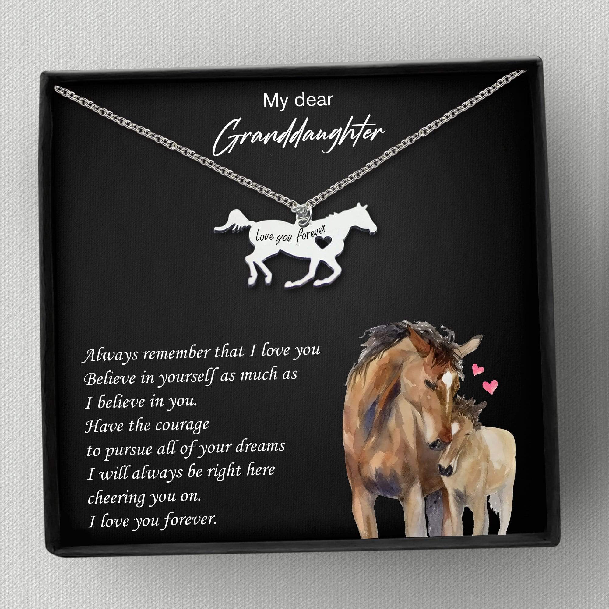 Horse Necklace - To My Granddaughter - I Will Always Be Right Here Cheering You On - Gnu23004