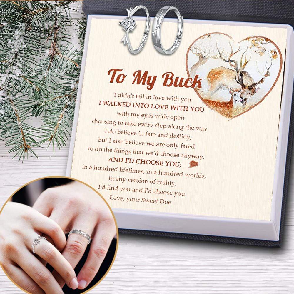 Hunter Couple Rings Adjustable Size - To My Buck - I Walked Into Love With You - Grli26003