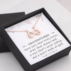 Infinity Heart Necklace - Grandmothers Have Ears That Truly Listen - Gna21004