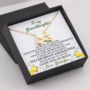 Infinity Heart Necklace - To My Granddaughter, Always Be Strong And Brave - Love, Grandpa - Gna23011