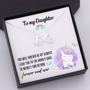 Infinity Heart Necklace - To My Precious Daughter, I Love You To The Moon And Back - Gna17008