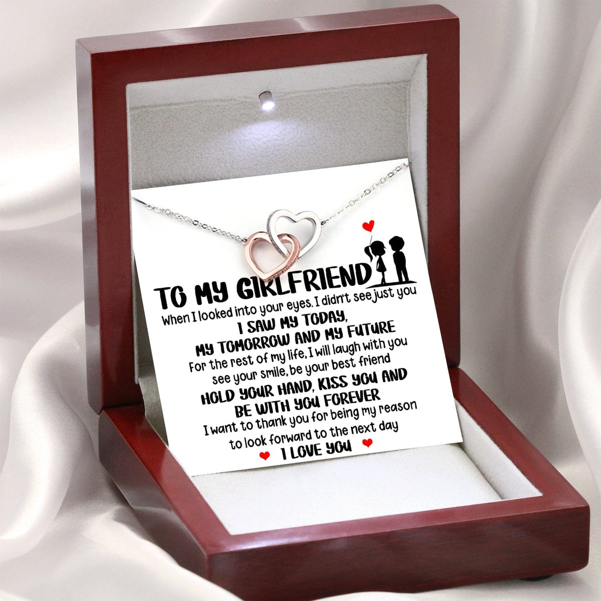 Interlocked Heart Necklace - Family - To My Girlfriend - When I Looked Into Your Eyes - Gnp13043