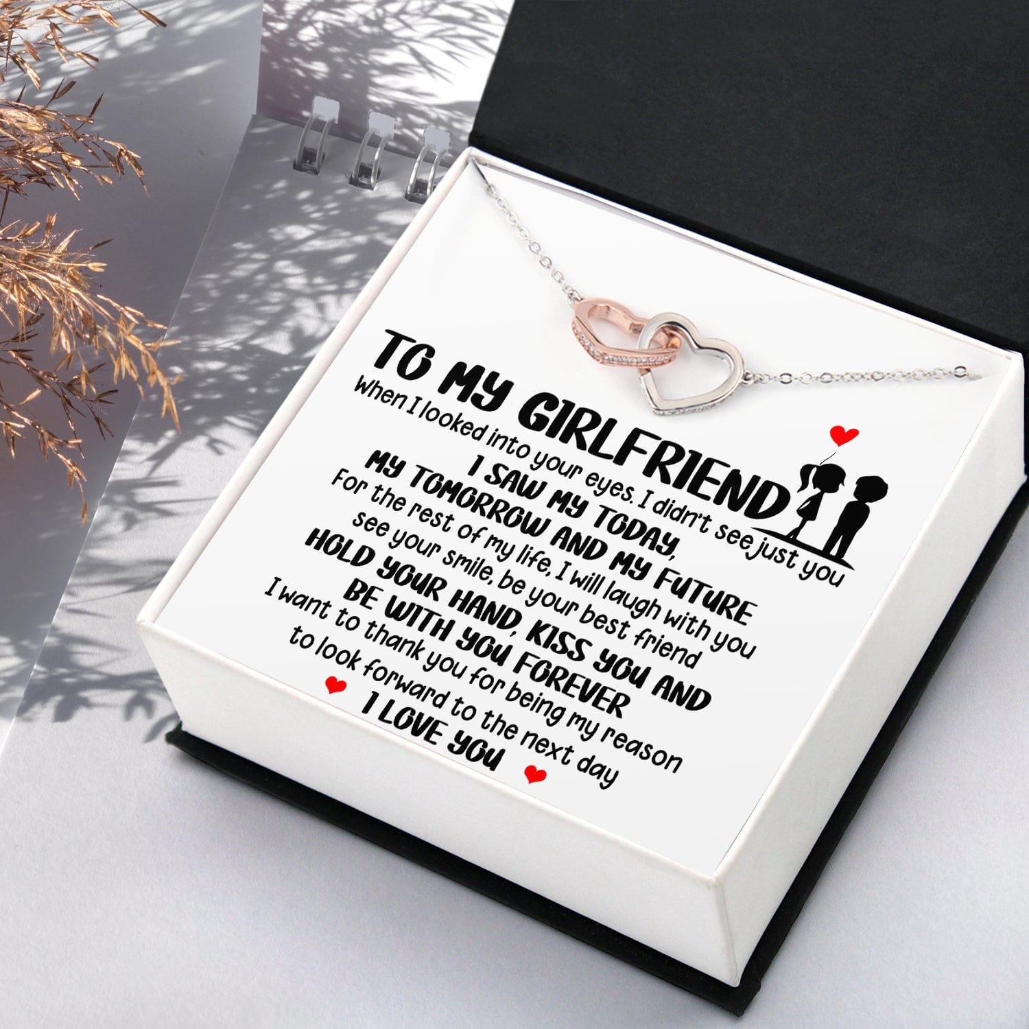 Interlocked Heart Necklace - Family - To My Girlfriend - When I Looked Into Your Eyes - Gnp13043
