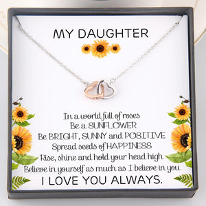 Interlocked Heart Necklace - To My Daughter - Be A Sunflower - Gnp17004