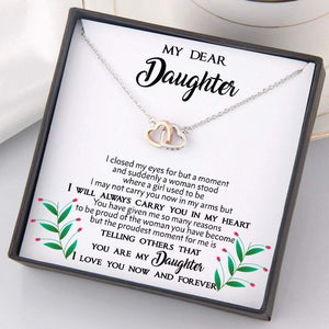 Interlocked Heart Necklace - To My Daughter - I Will Always Carry You In My Heart - Gnp17006