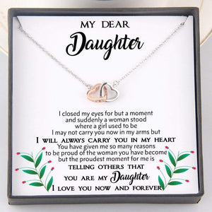 Interlocked Heart Necklace - To My Daughter - I Will Always Carry You In My Heart - Gnp17006