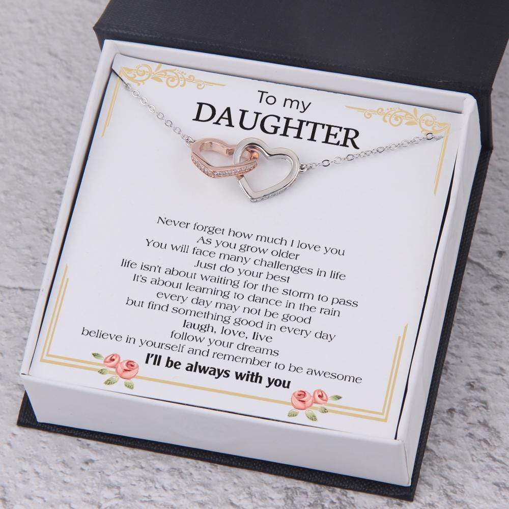 Interlocked Heart Necklace - To My Daughter - Never Forget How Much I Love You - Gnp17015