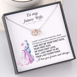 Interlocked Heart Necklace - To My Future Wife - I Wish I Could Turn Back The Clock - Gnp25005