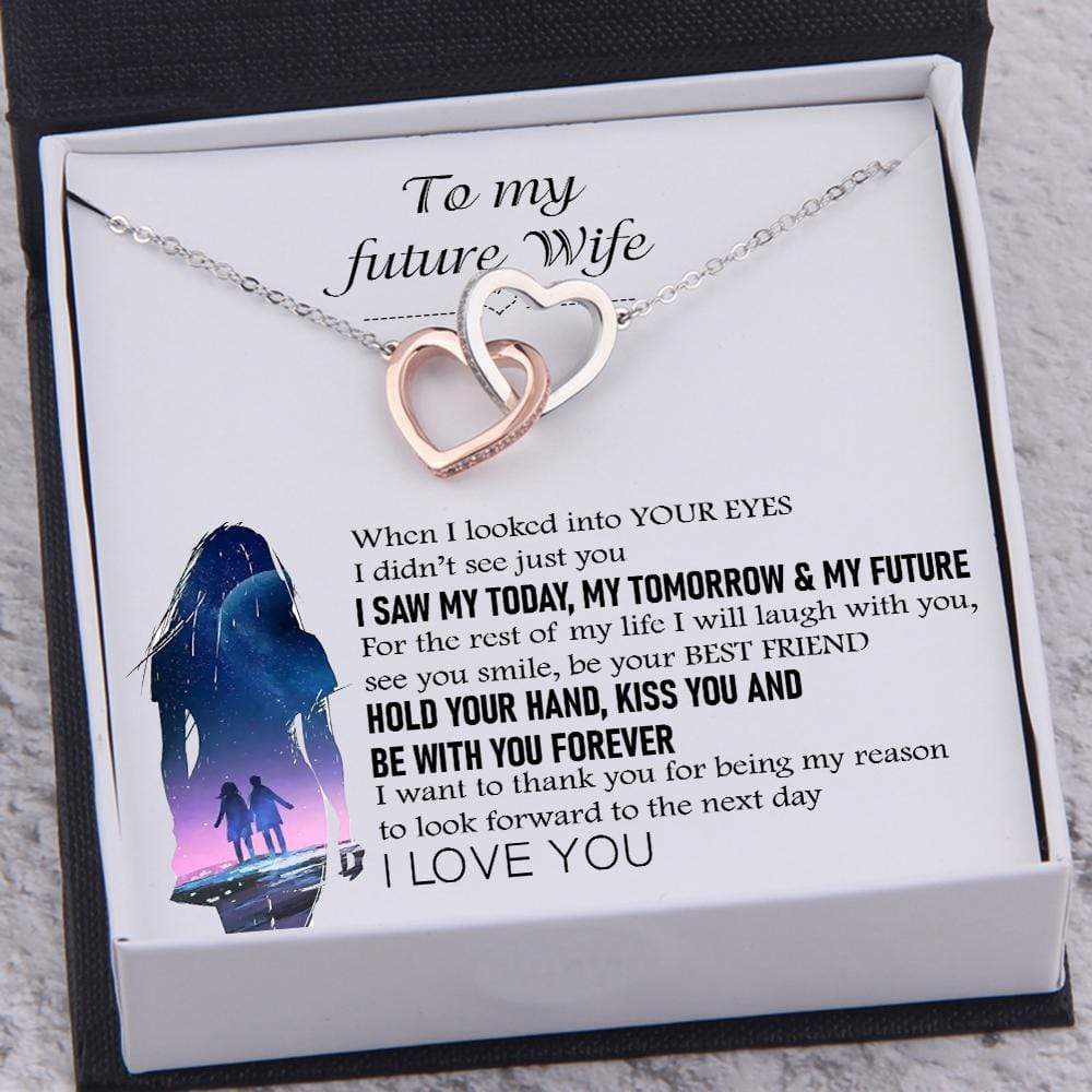 Interlocked Heart Necklace - To My Future Wife - When I Looked Into Your Eyes - Gnp25002