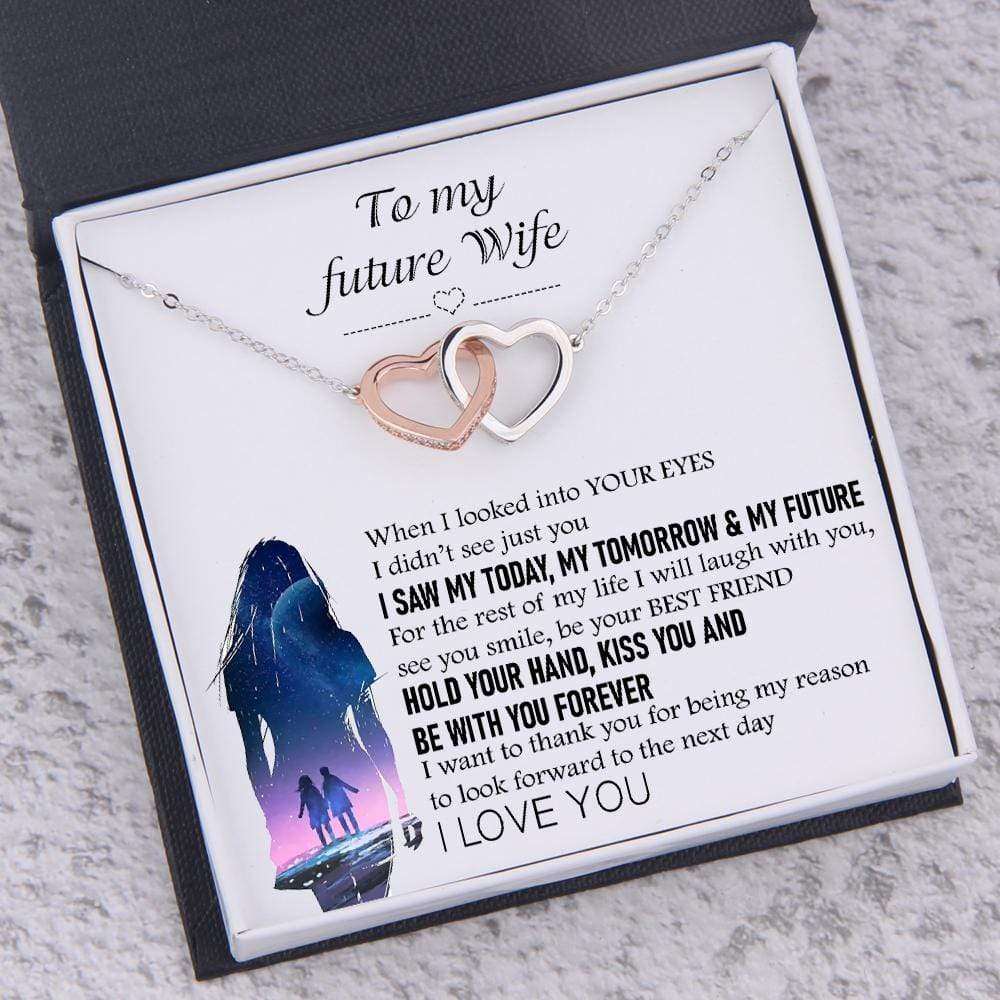 Interlocked Heart Necklace - To My Future Wife - When I Looked Into Your Eyes - Gnp25002