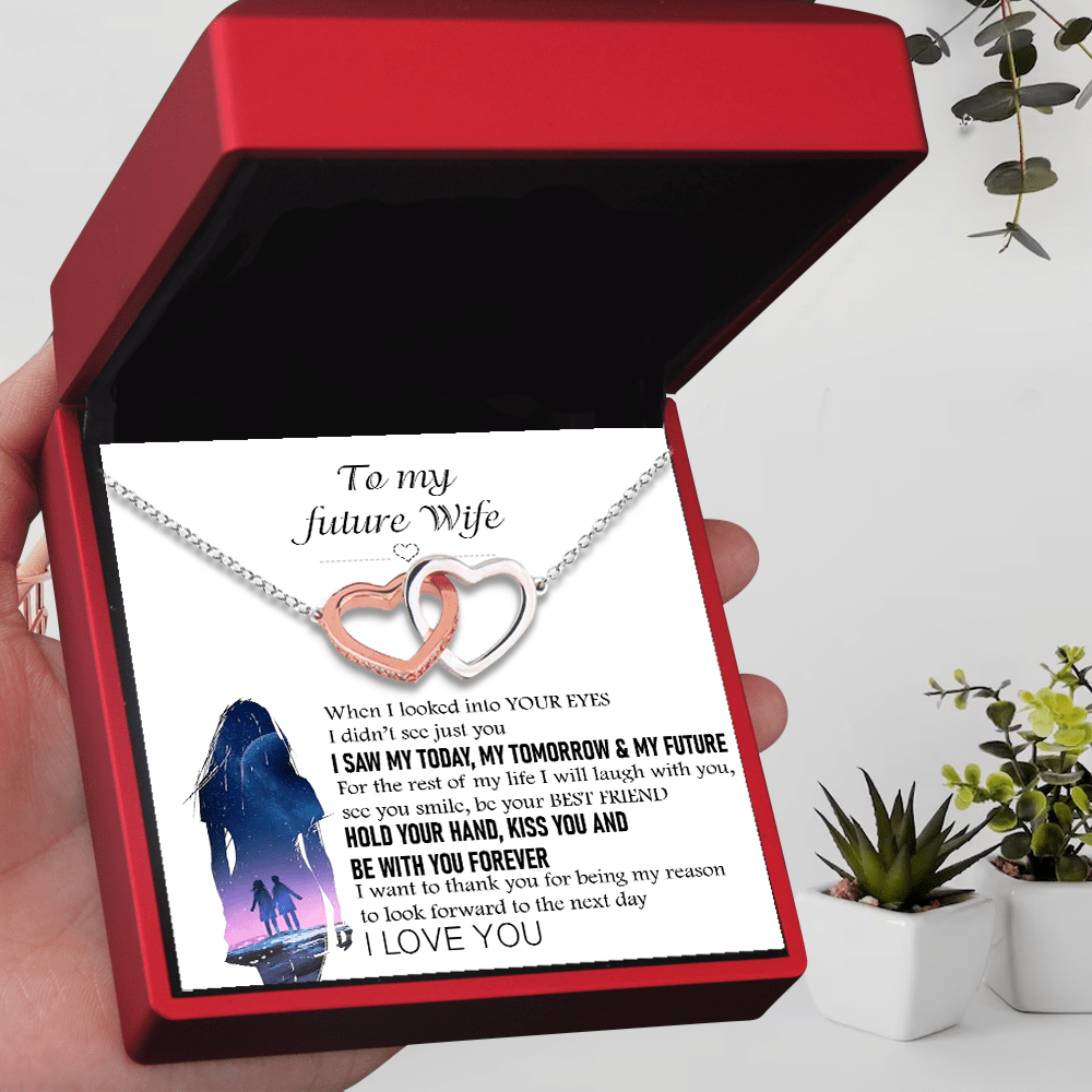 Interlocked Heart Necklace - To My Future Wife - When I Looked Into Your Eyes - Gnp25002