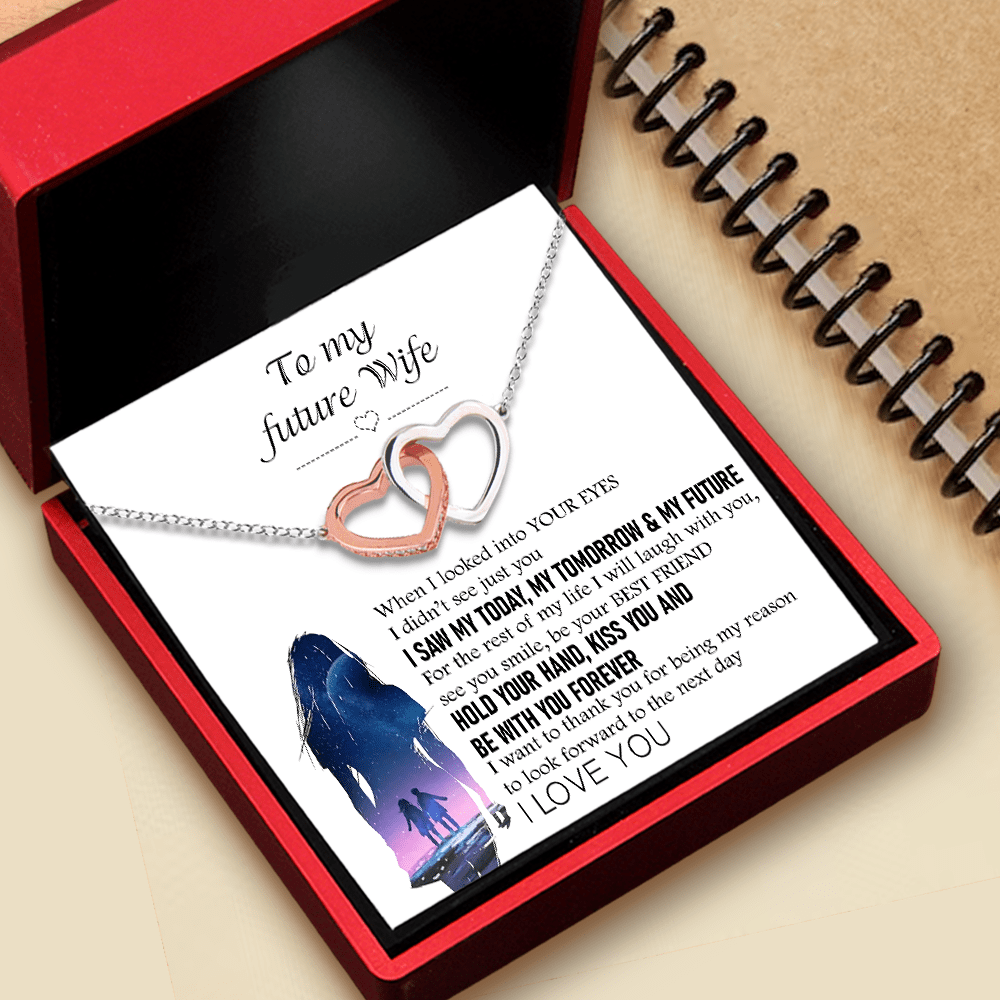 Interlocked Heart Necklace - To My Future Wife - When I Looked Into Your Eyes - Gnp25002