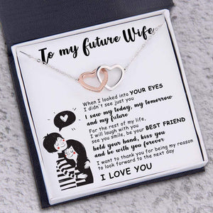 Interlocked Heart Necklace - To My Future Wife - When I Looked Into Your Eyes - Gnp25040