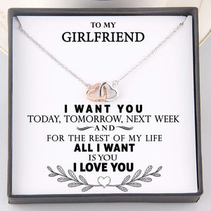 Interlocked Heart Necklace - To My Girlfriend - For The Rest Of My Life All I Want Is You - Gnp13008