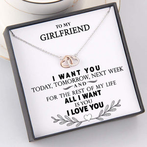 Interlocked Heart Necklace - To My Girlfriend - For The Rest Of My Life All I Want Is You - Gnp13008
