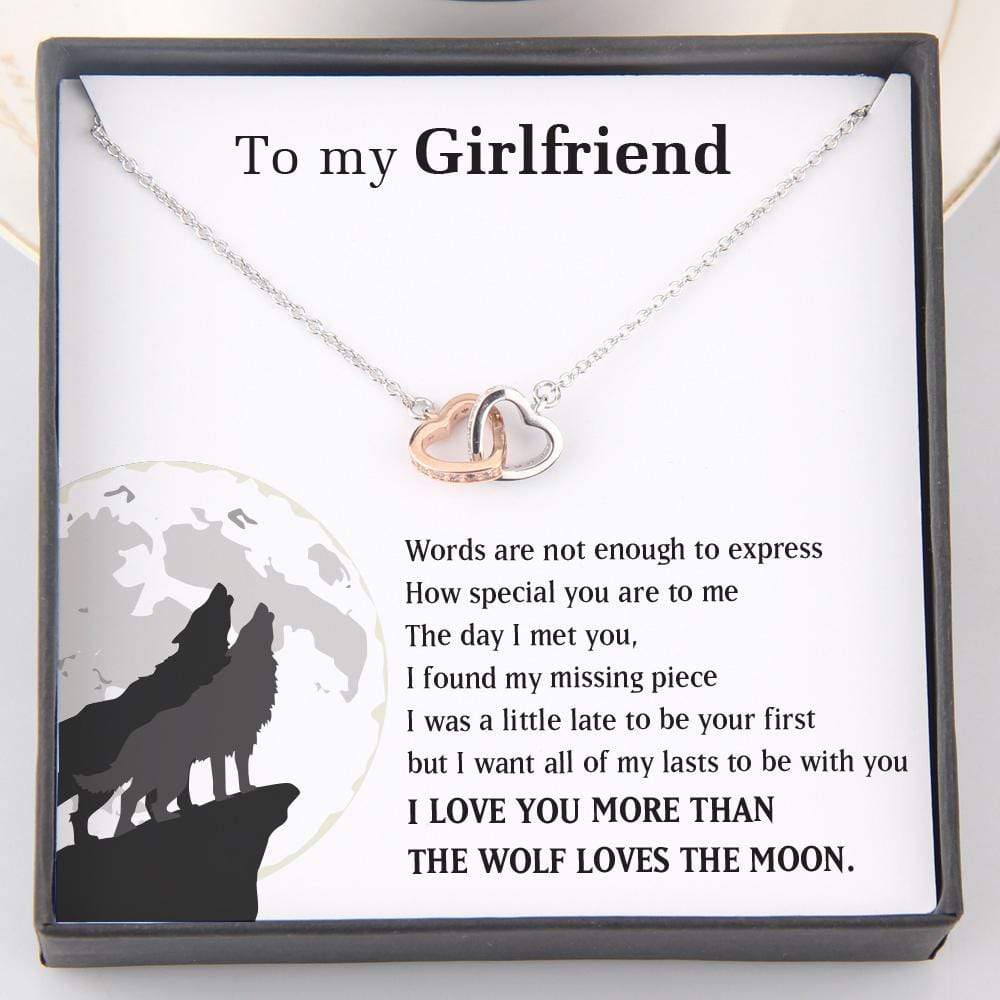 Interlocked Heart Necklace - To My Girlfriend - I Love You More Than The Wolf Loves The Moon - Gnp13028