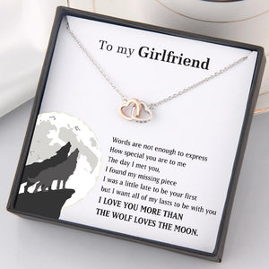 Interlocked Heart Necklace - To My Girlfriend - I Love You More Than The Wolf Loves The Moon - Gnp13028
