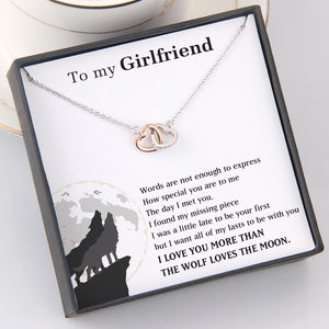 Interlocked Heart Necklace - To My Girlfriend - I Love You More Than The Wolf Loves The Moon - Gnp13028