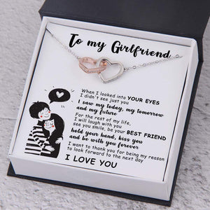 Interlocked Heart Necklace - To My Girlfriend - When I Looked Into Your Eyes - Gnp13039