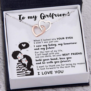 Interlocked Heart Necklace - To My Girlfriend - When I Looked Into Your Eyes - Gnp13039