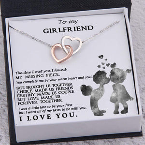 Interlocked Heart Necklace - To My Girlfriend - You Complete Me By Your Warm Heart - Gnp13015