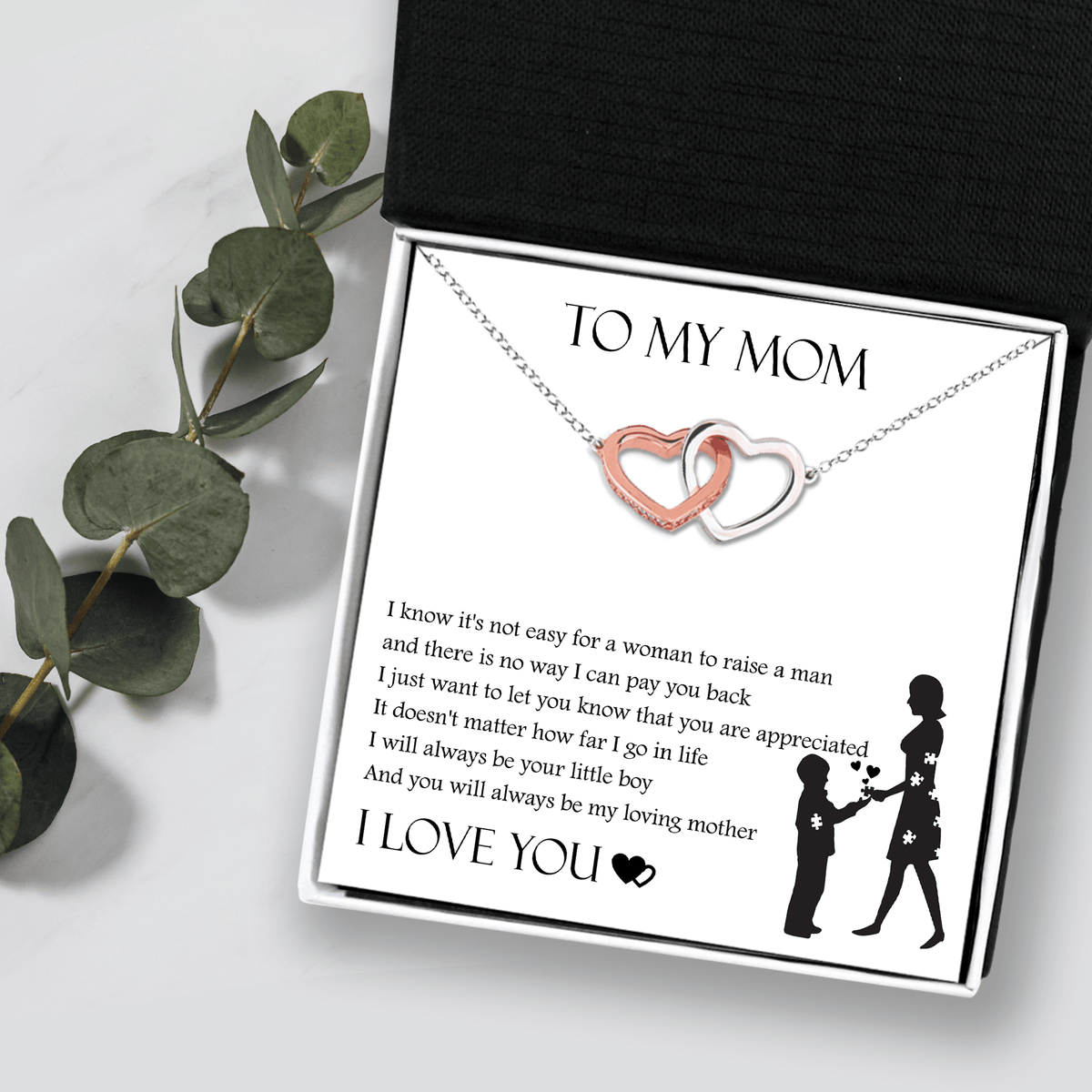 Interlocked Heart Necklace - To My Mom - I Know It's Not Easy - Gnp19008